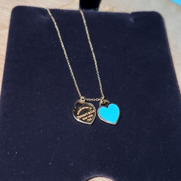 Tiffany & Co. Gold and Blue Mini Heart Pendant Necklace - Picture 12 of 17